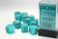 Cirrus Aqua/Silver 16mm d6 Dice Block (12 dice)