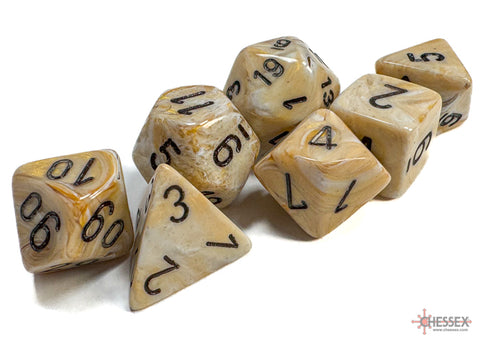 Chessex Marble Polyhedral Ivory/black 7-Die Set