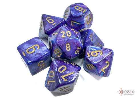 Chessex Lustrous Polyhedral Purple/gold 7-Die Set