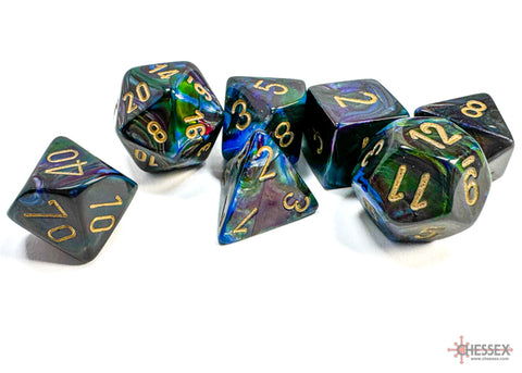 Chessex Lustrous Polyhedral Shadow/gold 7-Die Set