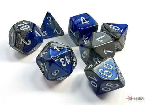 Chessex Gemini Polyhedral Blue-Steel/white 7-Die Set