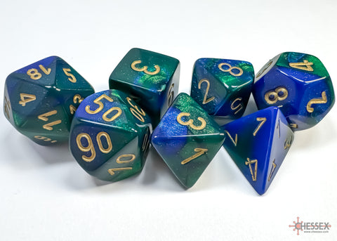 Chessex Gemini Polyhedral Blue-Green/gold 7-Die Set