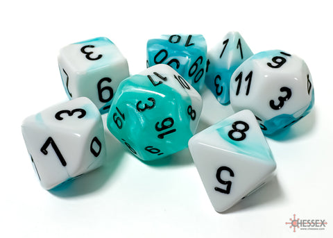 Chessex Gemini Polyhedral Teal-White/black 7-Die Set