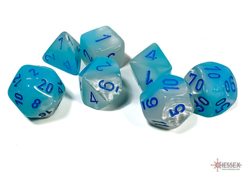 Chessex Gemini Polyhedral Pearl Turquoise-White/blue Luminary 7-Die Set