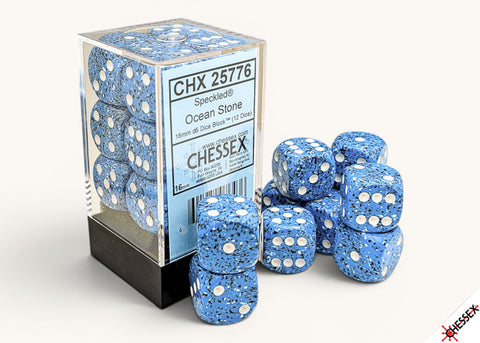 Chessex Speckled Polyhedral Dice Set: 12d6 16mm Ocean Stone