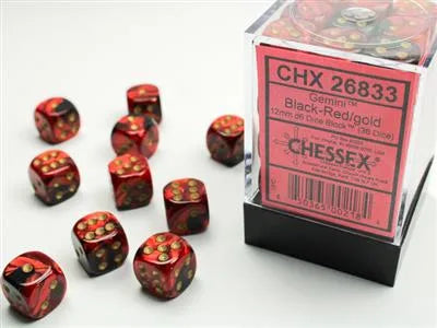 Gemini� 12mm d6 Black-Red/gold Dice Block (36 dice)