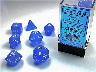 Frosted� Polyhedral Blue/white 7-Die Set