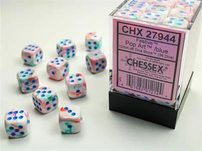 Festive� 12mm d6 Pop Art�/blue Dice Block� (36 dice)