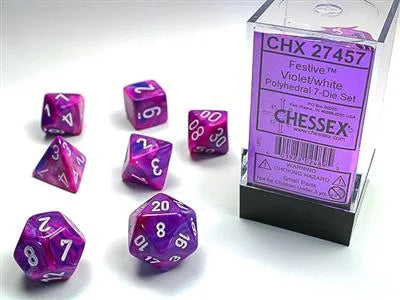 Festive� Polyhedral Violet/white 7-Die Set