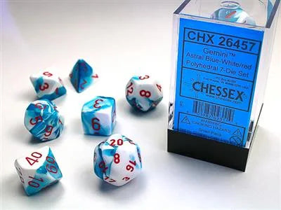 Gemini� Polyhedral Astral Blue-White/red 7-Die Set