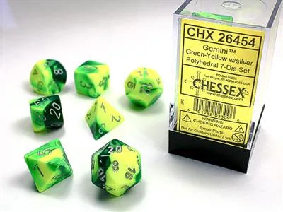Gemini� Polyhedral Green-Yellow/silver 7-Die Set