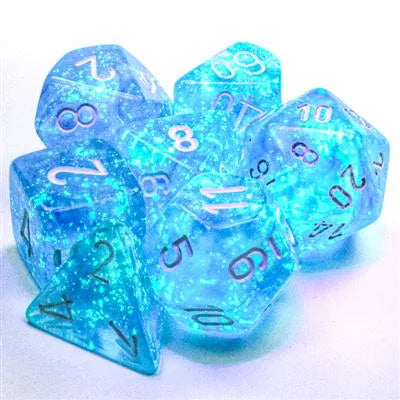 Borealis� Polyhedral Sky Blue/white Luminary� 7-Die Set