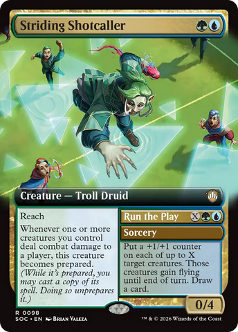 Striding Shotcaller (Extended Art) [Secrets of Strixhaven Commander]