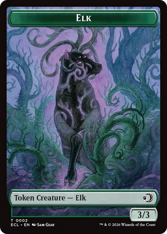 Elk // Emblem - Oko, Shadowmoor Scion Double-Sided Token [Lorwyn Eclipsed Tokens]