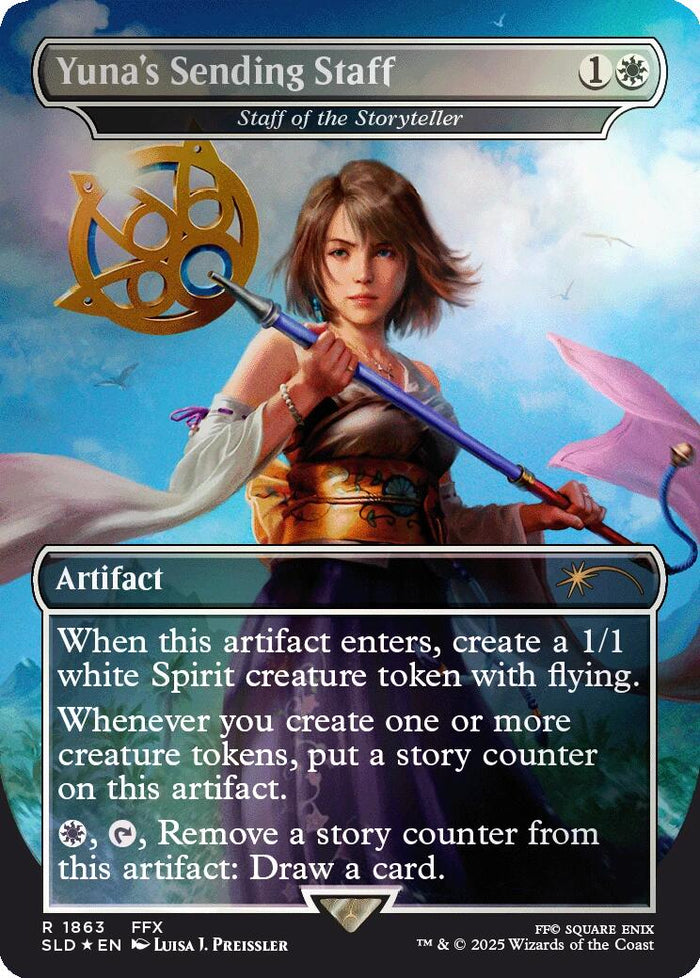 Yuna's Sending Staff - Staff of the Storyteller (Rainbow Foil) [Secret Lair Drop Series]