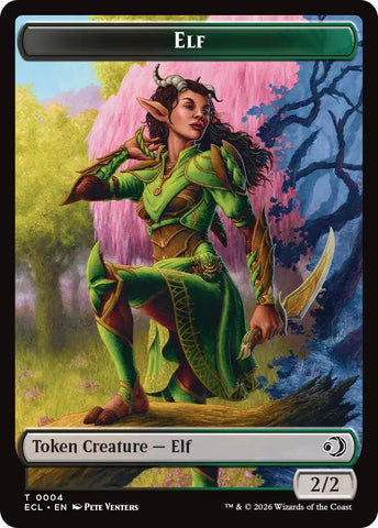 Elf // Treasure Double-Sided Token [Lorwyn Eclipsed Tokens]