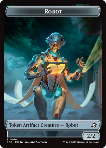 Robot // Emblem - Tezzeret, Cruel Captain Double-Sided Token [Edge of Eternities Tokens]