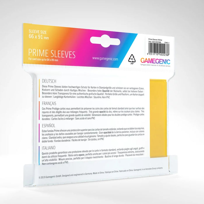 Gamegenic - Prime Sleeves - Standard Size 100ct Yellow
