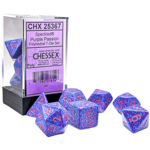 Chessex Speckled Polyhedral Dice Set: Purple Passion (7 Dice)
