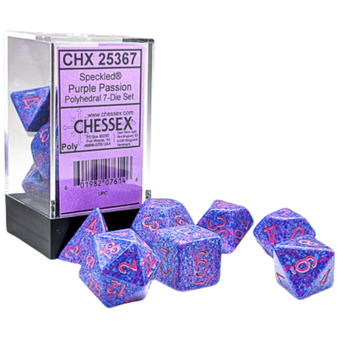 Chessex Speckled Polyhedral Dice Set: Purple Passion (7 Dice)