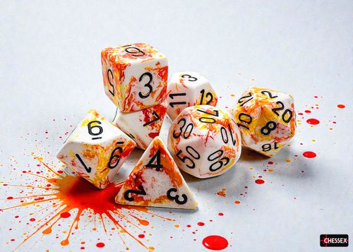 Chessex Sunrise Black Brushed 7-Die Polyhedral Dice Set