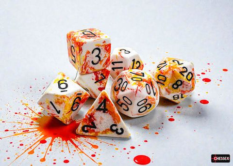 Chessex Sunrise Black Brushed 7-Die Polyhedral Dice Set