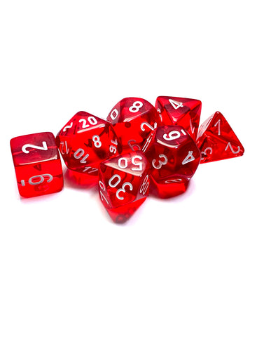 Chessex Translucent Red/White Polyhedral 7-Die Set