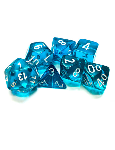 Chessex Translucent Teal/White Polyhedral 7-Die Set