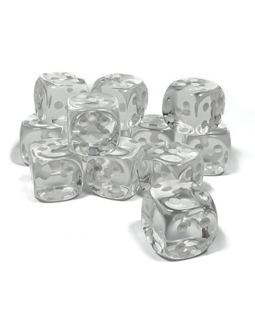 Chessex Translucent Clear/White 16mm D6 Dice Block™ (12 dice)