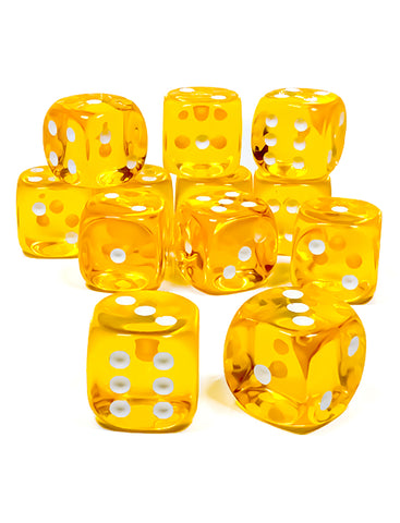 Chessex Translucent Yellow/White 16mm D6 Dice Block™ (12 dice)