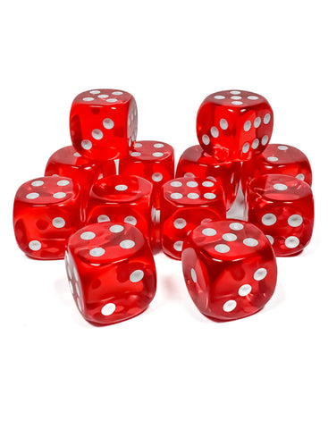 Chessex Translucent Red/White 16mm D6 Dice Block™ (12 dice)