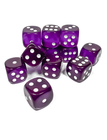 Chessex Translucent Purple/White 16mm D6 Dice Block™ (12 dice)
