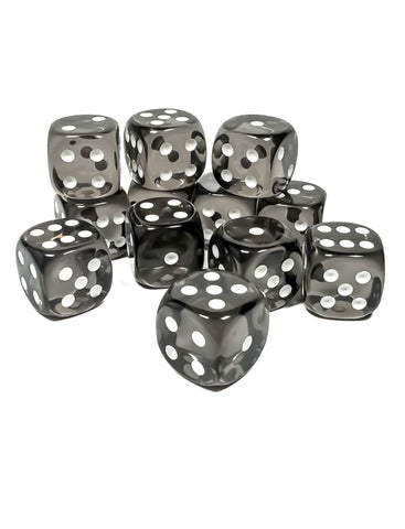 Chessex Translucent Smoke/White 16mm D6 Dice Block™ (12 dice)