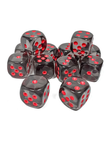 Chessex Translucent Smoke/Red 16mm D6 Dice Block™ (12 dice)