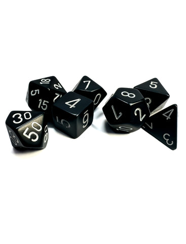 Chessex Opaque Black/White Polyhedral 7-Die Set