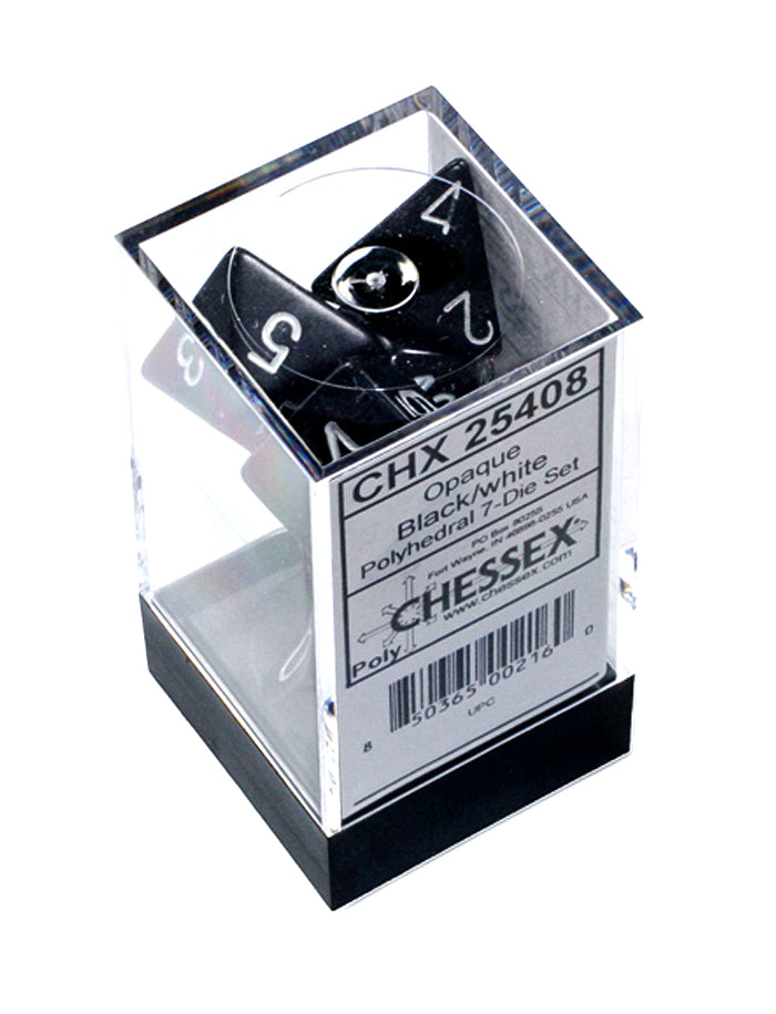Chessex Opaque Black/White Polyhedral 7-Die Set