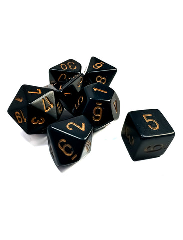Chessex Opaque Black/Gold Polyhedral 7-Die Set