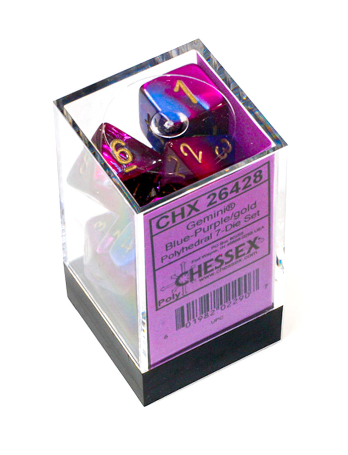 Chessex Gemini Blue-Purple/Gold Polyhedral 7-Dice Set