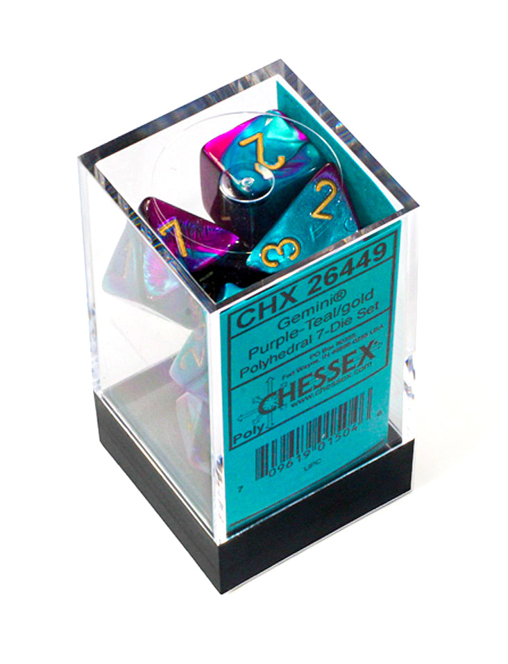 Chessex Gemini Purple-Teal/Gold Polyhedral 7-Dice Set