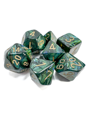 Chessex Scarab Jade/Gold Polyhedral 7-Dice Set
