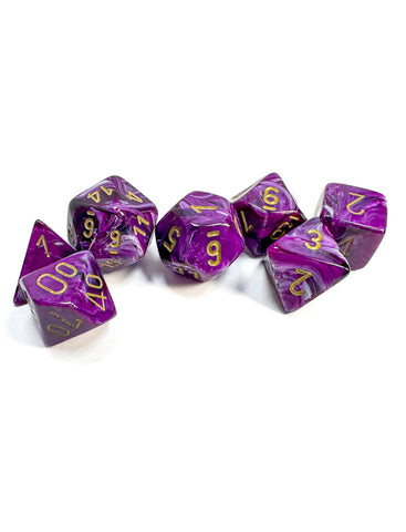 Chessex Vortex Purple/Gold Polyhedral 7-Dice Set