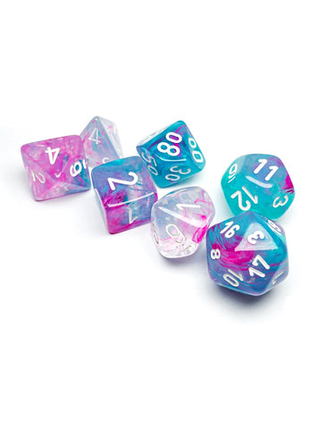 Chessex Nebula Wisteria/White Luminary Polyhedral 7-Dice Set