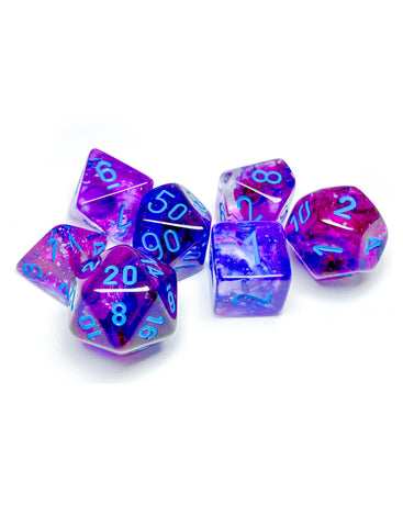 Chessex Nebula Nocturnal/Blue Luminary Polyhedral 7-Dice Set