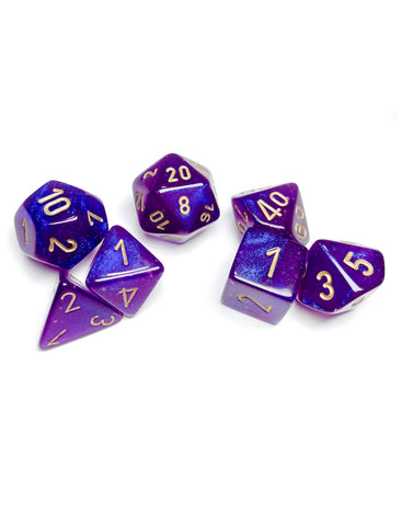 Chessex Borealis Royal Purple/Gold Luminary Polyhedral 7-Dice Set