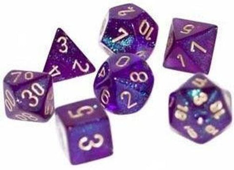 Chessex Borealis 10mm Polyhedral Dice Set — Royal Purple & Gold