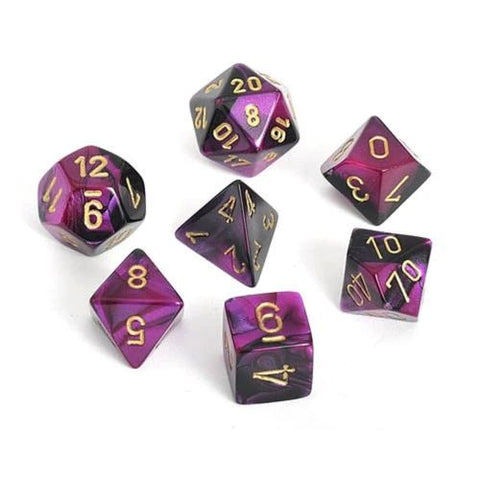 Chessex Gemini Mini 7-Die Set: Black-Purple/Gold