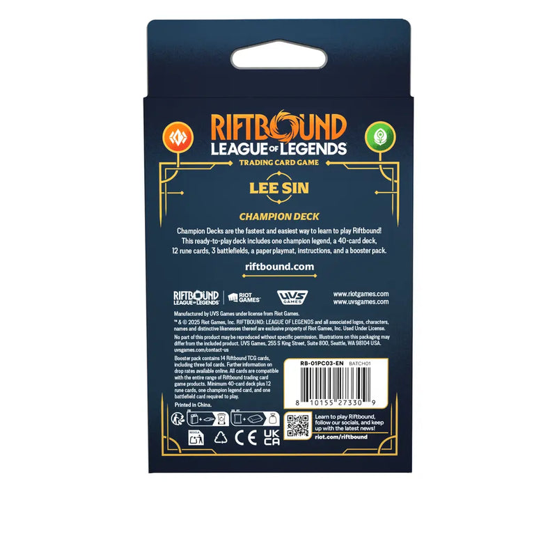 Riftbound: League of Legends TCG - Origins - Lee Sin Champion Deck