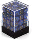 Chessex Dice Block: 36 Gemini Black-Blue with Gold d6 Dice