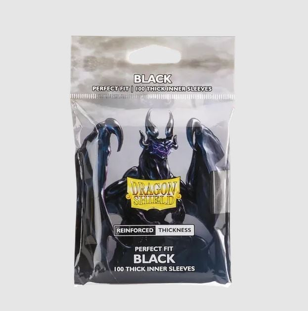 Dragon Shield Perfect Fit Thick Inner Card Sleeves: Black Standard Size (100 Count)