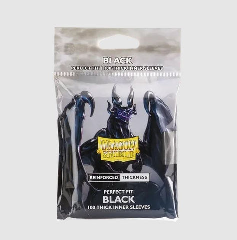 Dragon Shield Perfect Fit Thick Inner Card Sleeves: Black Standard Size (100 Count)